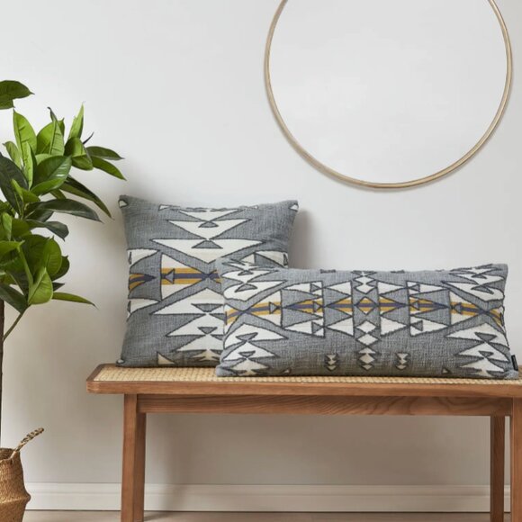 NWT Pendleton Plains star boucle Gray navy Throw Pillow Cotton Aztec 20" x 20 - Picture 9 of 9